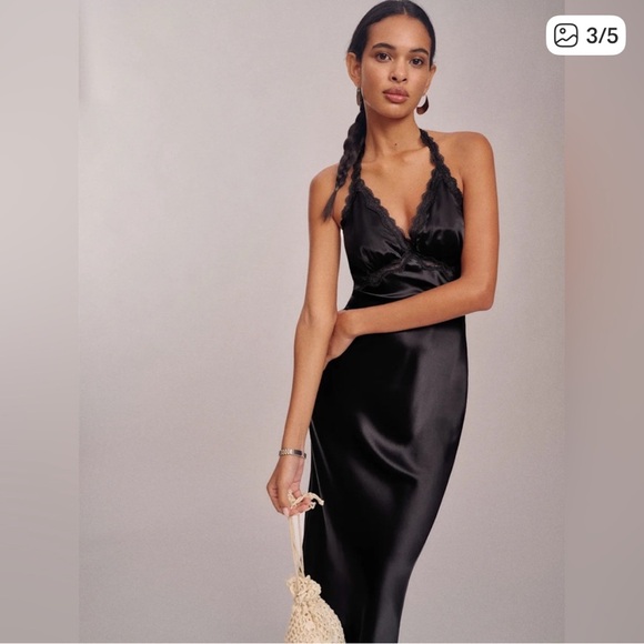 Reformation NEW Nora Silk Slip Dress Women's size XS  100% Silk Elegant Black - Picture 2 of 9